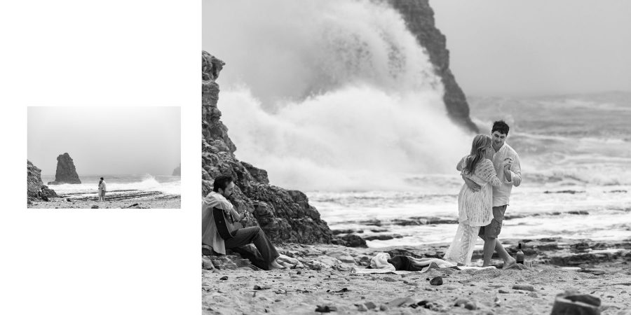 Dancing to the music, waves crashing in background - Davenport Beach Wedding / Engagement Proposal Photography - Julianna and Brian - photos by Bay Area wedding photographer Chris Schmauch www.GoodEyePhotography.com