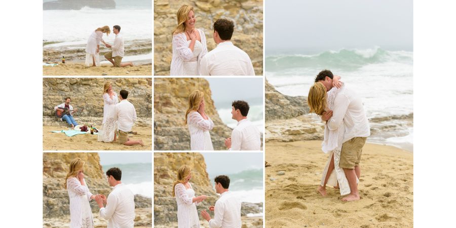 Brian gets down on one knee and proposes to Juilianna - popping the question - Davenport Beach Wedding / Engagement Proposal Photography - Julianna and Brian - photos by Bay Area wedding photographer Chris Schmauch www.GoodEyePhotography.com