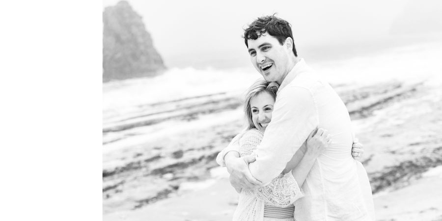 hugging each other - Davenport Beach Wedding / Engagement Proposal Photography - Julianna and Brian - photos by Bay Area wedding photographer Chris Schmauch www.GoodEyePhotography.com