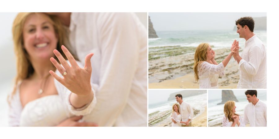 Showing off the ring - Davenport Beach Wedding / Engagement Proposal Photography - Julianna and Brian - photos by Bay Area wedding photographer Chris Schmauch www.GoodEyePhotography.com