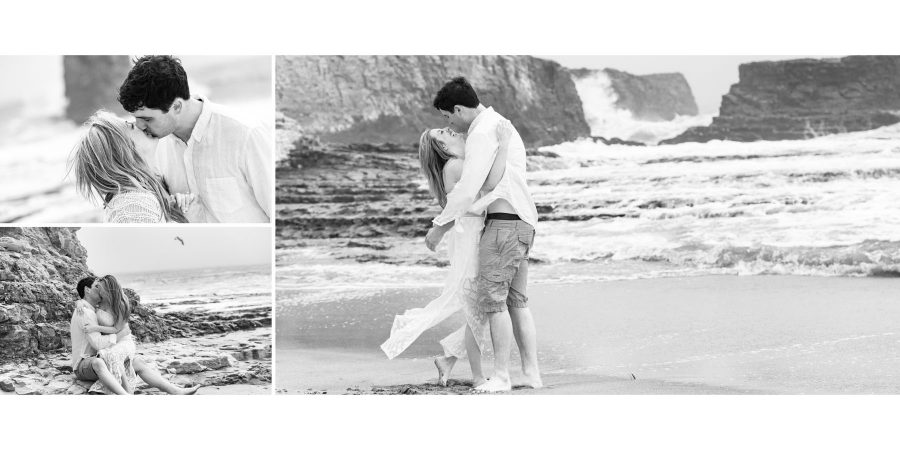 black and white kissing on the beach - Davenport Beach Wedding / Engagement Proposal Photography - Julianna and Brian - photos by Bay Area wedding photographer Chris Schmauch www.GoodEyePhotography.com