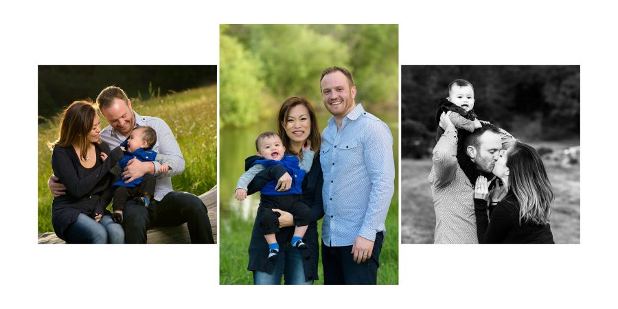 Family photos of the couple and their infant son - Panther Beach Santa Cruz and Quail Hollow Felton engagement photography - Sara and Scott - photos by Bay Area wedding photographer Chris Schmauch
