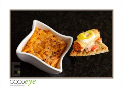 Mac n Cheese: Spanish Chorizo & Manchego-stuffed Rigatoni on a Garlic Crostini smothered with Mornay Sauce Mac n Cheese: Spanish Chorizo & Manchego-stuffed Rigatoni on a Garlic Crostini smothered with Mornay Sauce