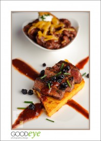 Pork n Beans: Sasparilla-braised Pork, Black-Eyed Pea Cake with Peach & Aneheim Chili Marmalade
