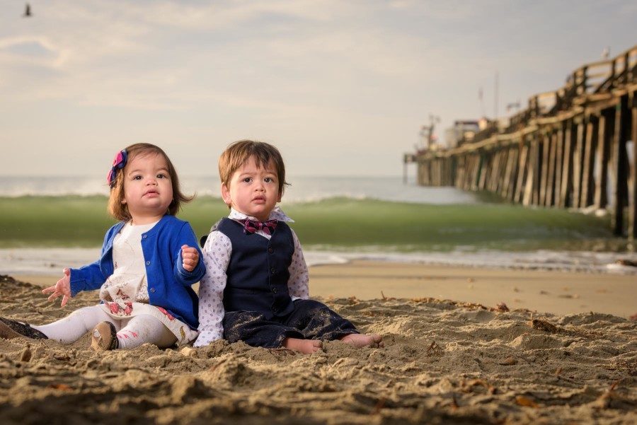 Twin Toddler Portraits on the Beach in Capitola