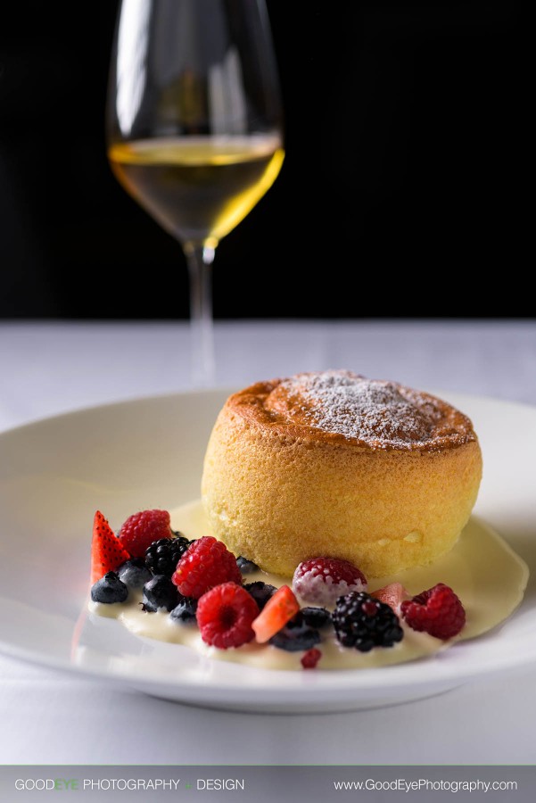 Grand Marnier Souffle dessert photography at Le Papillon in San Jose