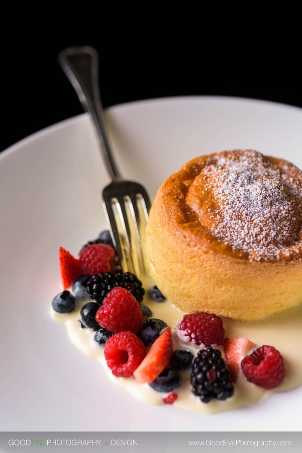 Grand Marnier Souffle dessert photography at Le Papillon in San Jose