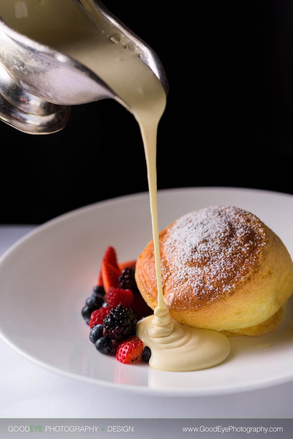 Grand Marnier Souffle dessert photography at Le Papillon in San Jose