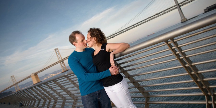 San Francisco Engagement Photos - Bay Bridge at Night - by Bay Area Wedding Photographer Chris Schmauch www.GoodEyePhotography.com