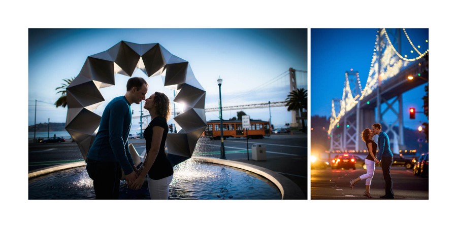 San Francisco Engagement Photos - Bay Bridge at Night - by Bay Area Wedding Photographer Chris Schmauch www.GoodEyePhotography.com